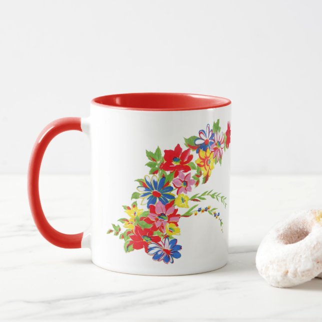Vintage florale Tasse (Mit Donut)