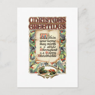 Vintage florale Typografie Weihnachtsgrüße Gedicht Postkarte