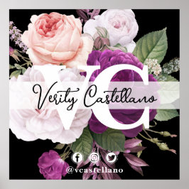 Vintage florale Übergröße Business Card Poster