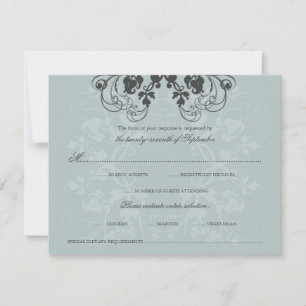 Vintage Florale Verzierung Kohleblau RSVP-Karte RSVP Karte