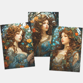 Vintage, florale Viktorianische Göttin Art Nouveau Geschenkpapier Set