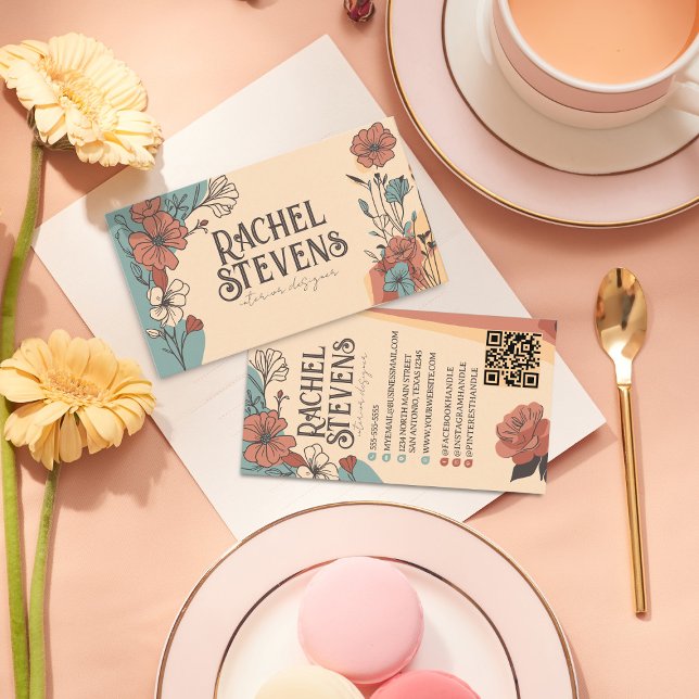 Vintage florale Visitenkarten: Elegante Erde Visitenkarte (Von Creator hochgeladen)