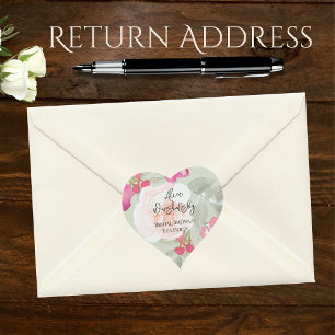 Vintage florale Wasserfarbe Pink Girl Babydusche Herz-Aufkleber