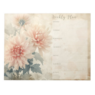 Vintage florale Weekly Planer Stationery Notizblock