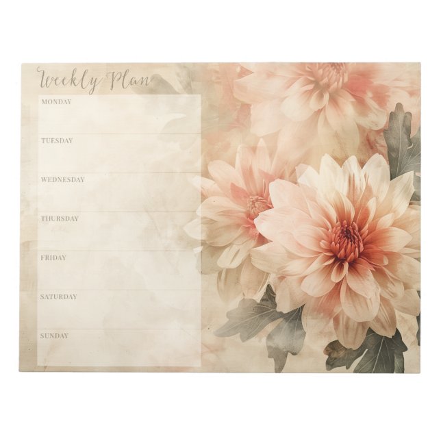 Vintage florale Weekly Planner Personal Stationery Notizblock (Vorderseite)