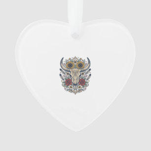 Vintage-Florales-Bulle-Schädel-Western Ornament