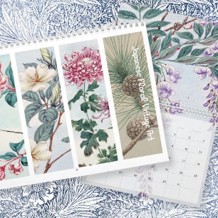 Vintage floraljapanische Kunst Kalender