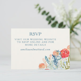 Vintage Florals Boho Hochzeits-Website QR-Code  RSVP Karte