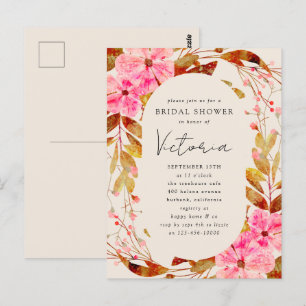 Vintage Florals Bridal Dusche Einladung Postkarte