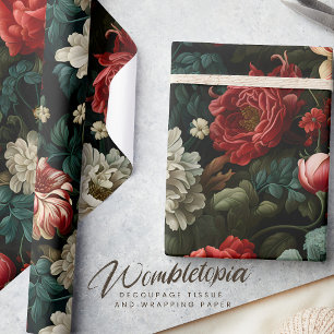 Vintage Florals in Red & Cream Decoupage Geschenkpapier