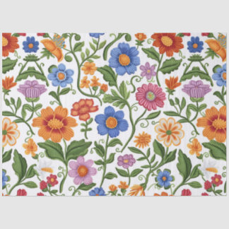 Vintage Florals Knitting Botanical Pattern Pastel Seidenpapier