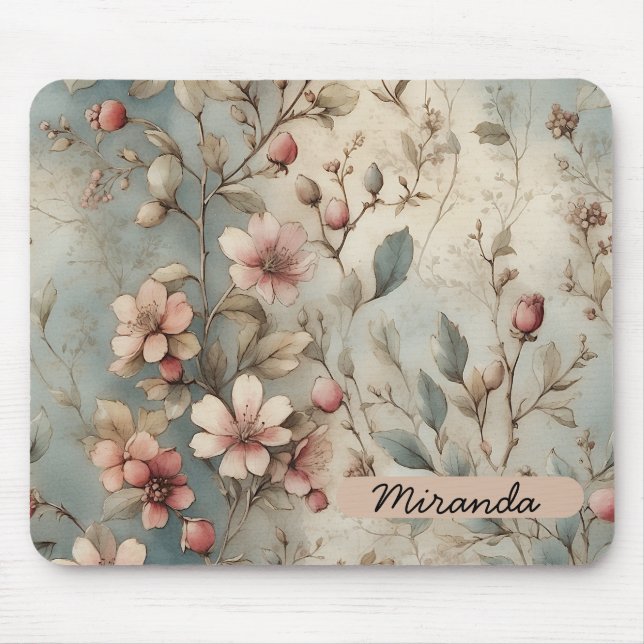 Vintage Florals-Maus-Pad individuell anpassbar Mousepad (Vorne)