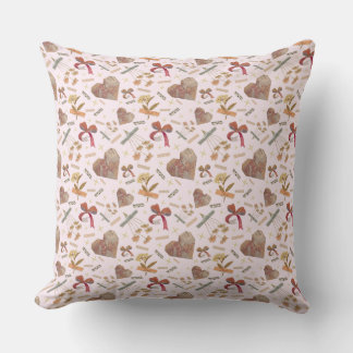 Vintage Florals & Paper Hearts Throw Pillow Kissen