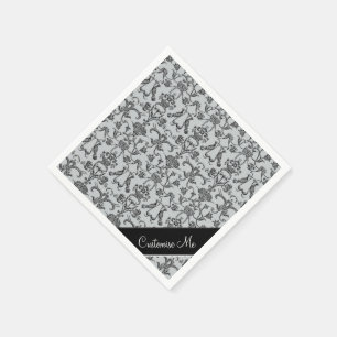 Vintage Florentiner Damaskus (Schwarz) Serviette