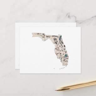 Vintage Florida-Bildkarte Antike Staatskarte Postkarte