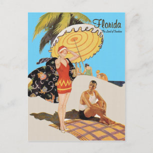 Vintage Florida Deco Reiseillustration Postkarte