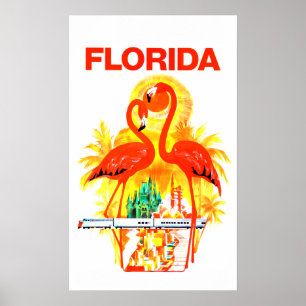 Vintage Florida-Flamingo-Reise Poster