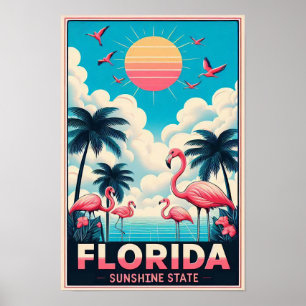 Vintage Florida Flamingo Reiseplakat Poster