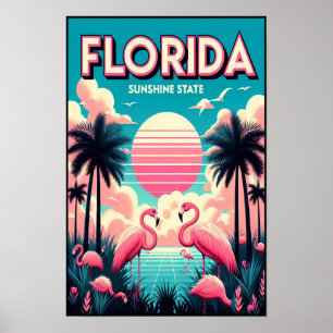 Vintage-Florida-Flamingo-Reiseposter Poster