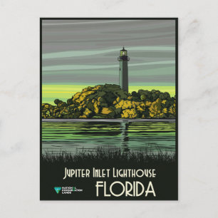 Vintage Florida Jupiter-Inlet-Leuchtturm Postkarte