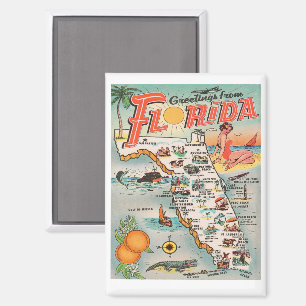 Vintage Florida-Karte Grüße aus Florida-Karte Magnet