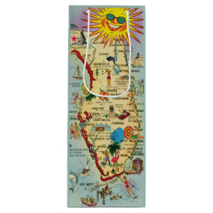 Vintage Florida-Karten-Weinbeutel Geschenktüte Für Weinflaschen