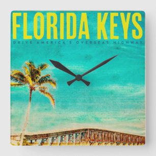 Vintage Florida Keys, Key West, Quadratische Wanduhr
