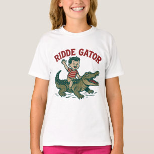 Vintage Florida Kitsch Ridde Gator   Retro Mädchen T-Shirt