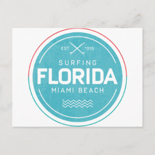 Vintage Florida Miami Beach Surfen Souvenir Retro Postkarte