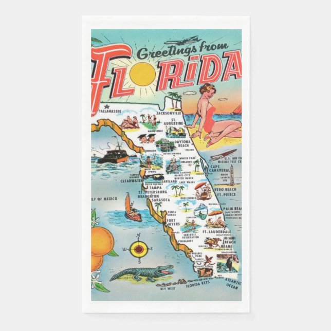 Vintage Florida Msp Gästehandtücher Serviette (Vorderseite)