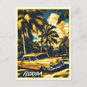 Vintage Florida-Palme Retro-Auto Reise Postkarte