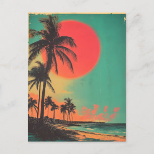 Vintage-Florida-Palmenstrand-Postkarte Feiertagspostkarte