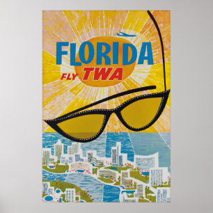 Vintage Florida Reiseplakatdruck, Fluggesellschaft Poster
