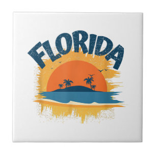 Vintage Florida Retro T-Shirt Design Sonnenschein Fliese