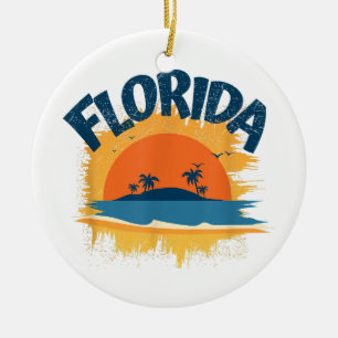 Vintage Florida Retro T-Shirt Design Sonnenschein Keramik Ornament