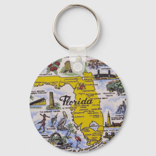 Vintage Florida Retro-Touristenkarte Schlüsselanhänger