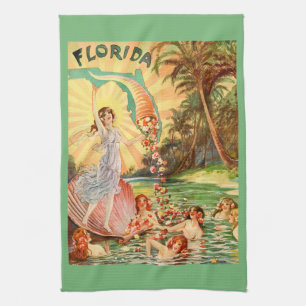 Vintage Florida-Wasserymphen Geschirrtuch