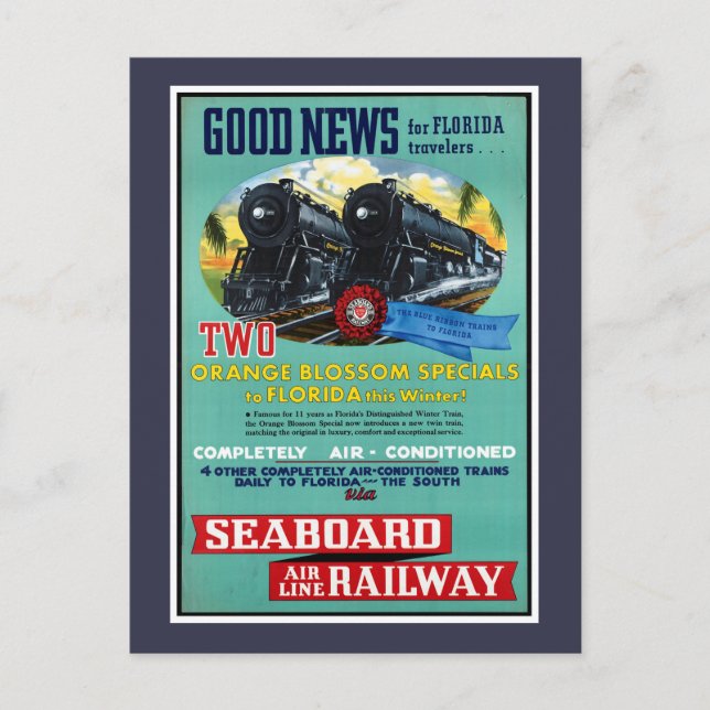 Vintage Florida-Züge Postkarte (Vorderseite)