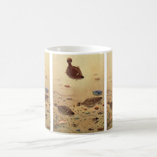 Vintage Floundern, Meeresfauna und -flatter Kaffeetasse (Mittel)