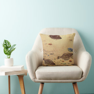 Vintage Floundern, Meeresfauna und -flatter Kissen