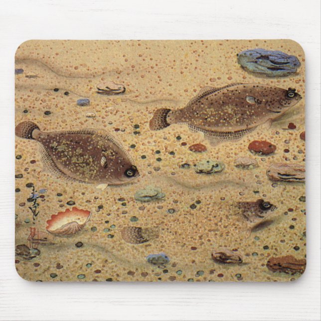 Vintage Floundern, Meeresfauna und -flatter Mousepad (Vorne)
