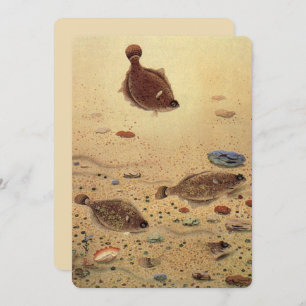 Vintage Floundern Plattfisch Einladung