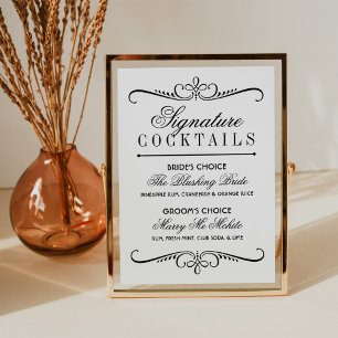 Vintage Flourish Signature Cocktails Schild