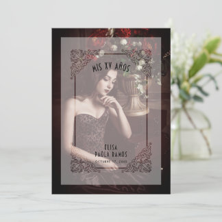 Vintage Flourish Vellum Effect Mis XV Años Photo Einladung