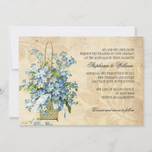 Vintage Flower Basket Wedding Invitation Einladung
