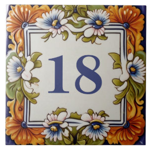 Vintage Flower Custom House Number Signature Plaqu Fliese