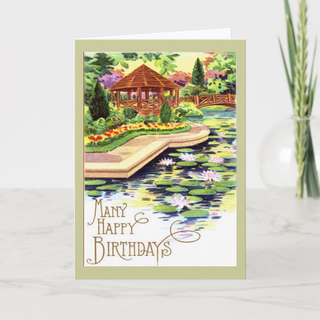 Vintage Flower Garden Birthday Karte (Vorderseite)