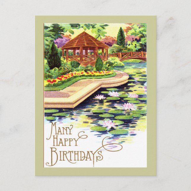 Vintage Flower Garden Birthday Postkarte (Vorderseite)