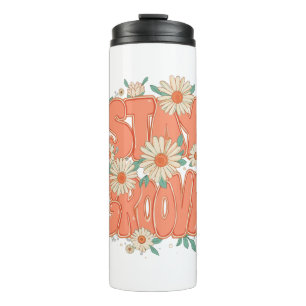Vintage Flower Power und Gänseblümchen-Grafik Thermosbecher