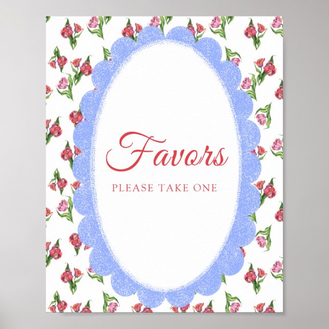 Vintage Flowers Baby shower Favors Poster (Vorne)